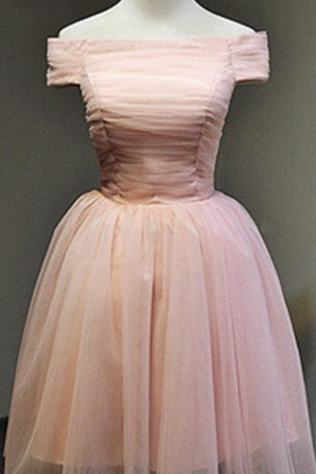 Elegant Beautiful Pink Boat Neckline Lace Up Short Homecoming Dresses