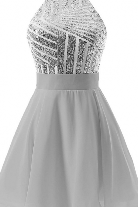 Short Halter Prom Party Dress Backless Homecoming Dress for Juniors