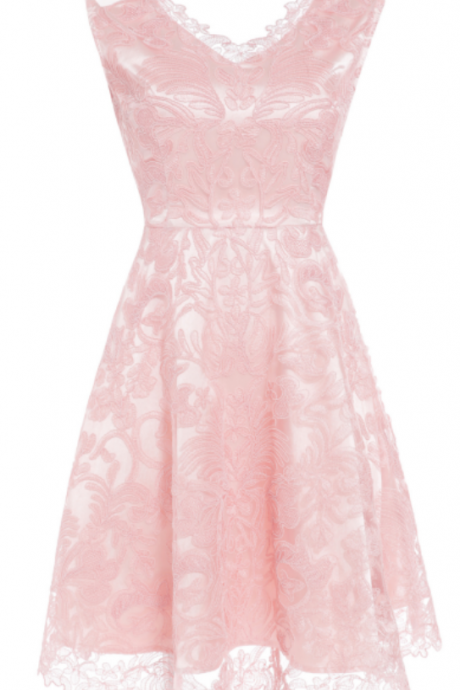 Pink Homecoming Dress ,Short Homecoming Dresses,Lace Homecoming Gowns