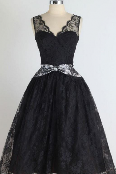 Lace Homecoming Dresses,black Lace Homecoming Dress, Deep V Neck Homecoming Dress