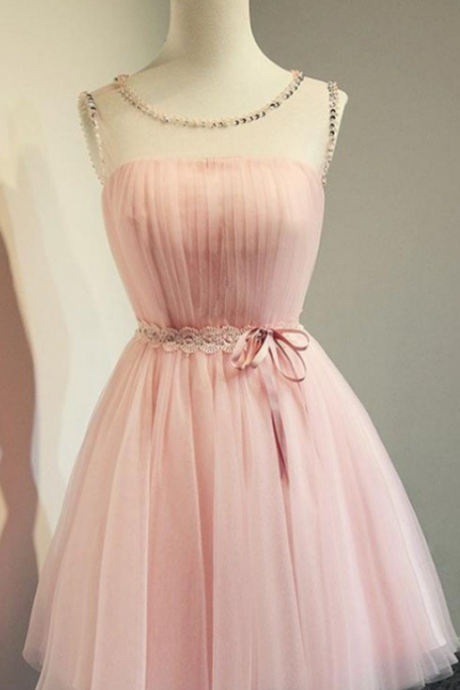 Cute Girly Pink Simple Handmade Short Homecoming Dresses