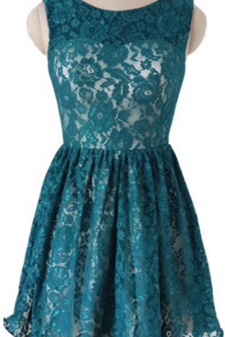 Short Lace Homecoming Dress , Sleeveless Short/mini Lace Backless Dresses