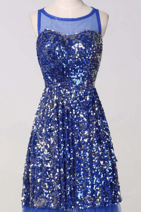 Sequin Homecoming Dress,sparkle Homecoming Dresses,glitter Homecoming Gowns,sequined Prom Gown,blue Sweet 16 Dress,casual Homecoming