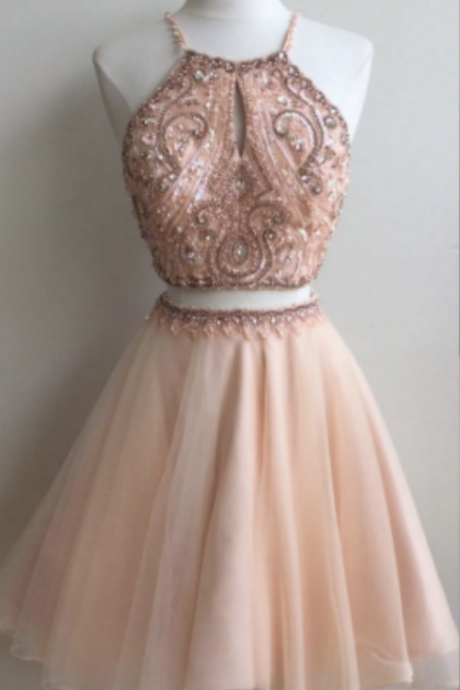 Charming A-line 2 Pieces Short Prom Dress,homecoming Dresses
