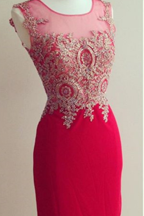 Homecoming Dress,red Homecoming Dresses With Gold Lace Beaded Design