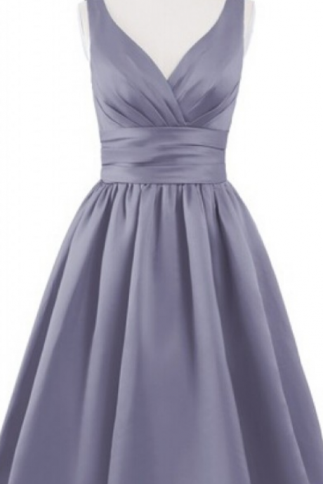 Custom Made V-neck Short Satin Evening Dress , Homecoming / Prom Dresses