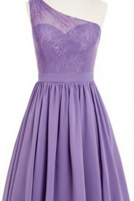 Short Lace Homecoming Dress , Sleeveless One-shoulder Short/mini Lace Side Zipper Dresses