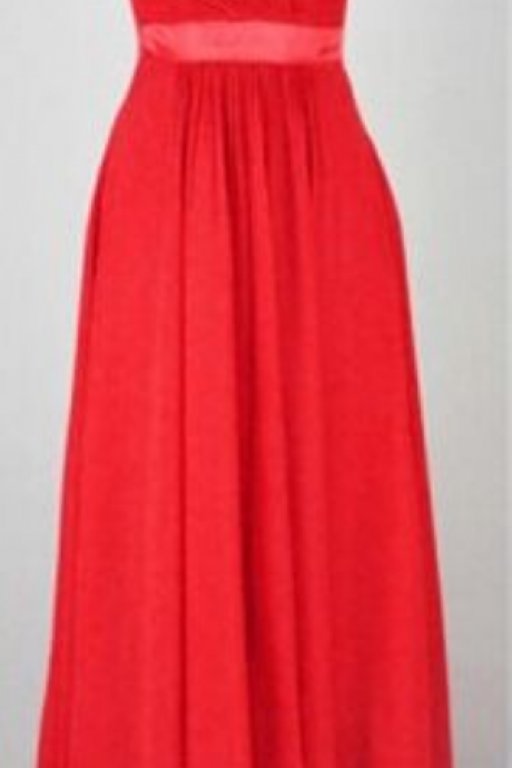 Dark Red Long Chiffon Prom Dresses Pleat Women Party Dresses