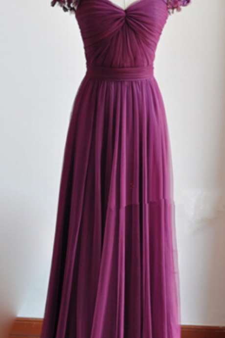 Elegant Purple Sweetheart Long Prom Dresses, Long Prom Dresses, Purple Bridesmaid Dresses, Bridesmaid Dresses