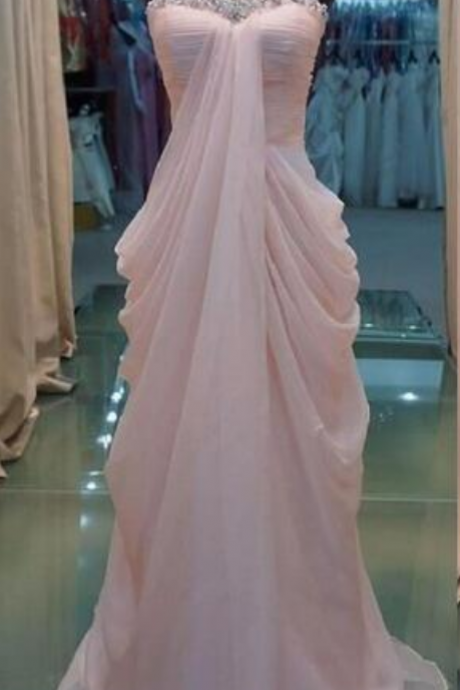 Pink Elegant Long Bridesmaid Dresses, Pink Formal Dresses, Evening Gowns, Party Dresses