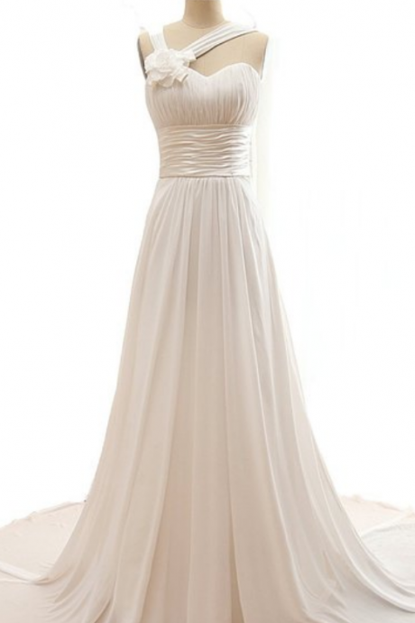 Sweetheart Chiffon Prom Dresses,white Prom Dresses,simple Prom Dresses,long Prom Dresses