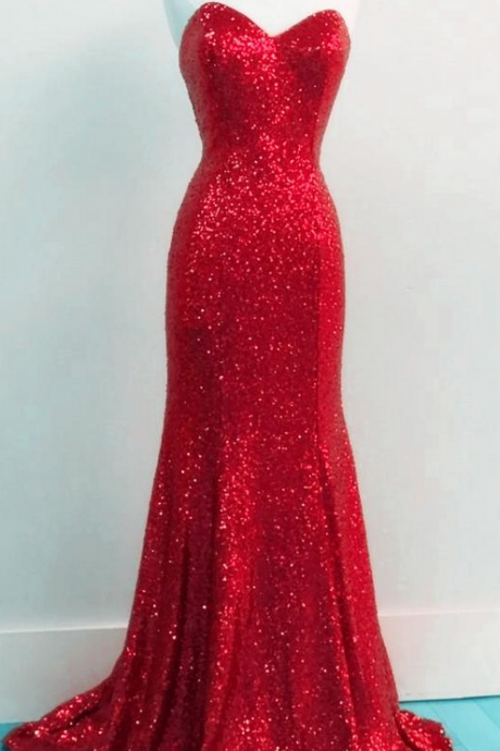 Simple Red Mermaid/trumpet Party Dresses Sexy Backless V-neck Sequined Lace Long Prom Dresses Formal Gowns
