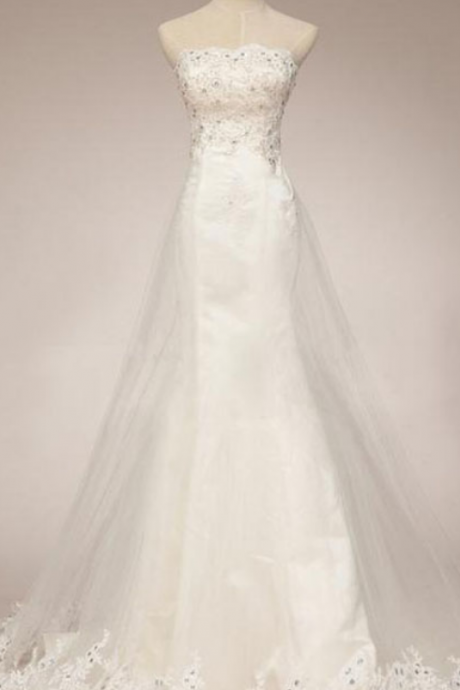 Long Wedding Dress, Lace Wedding Dress,sleeveless Wedding Dress, Elegant Bridal Dress, Inexpensive Wedding Dresss