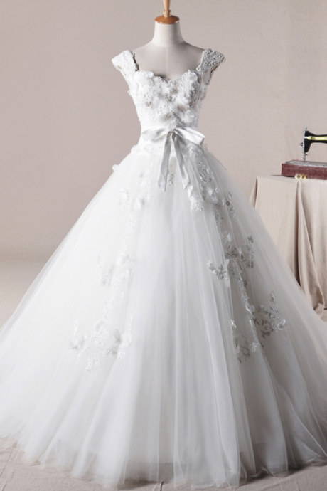 STRAPS BALL GOWN NET CHARMING WEDDING Wedding Dress, Bridal Dress Gown Wedding Gown ,Bridal Gown Lace Bridal Dress
