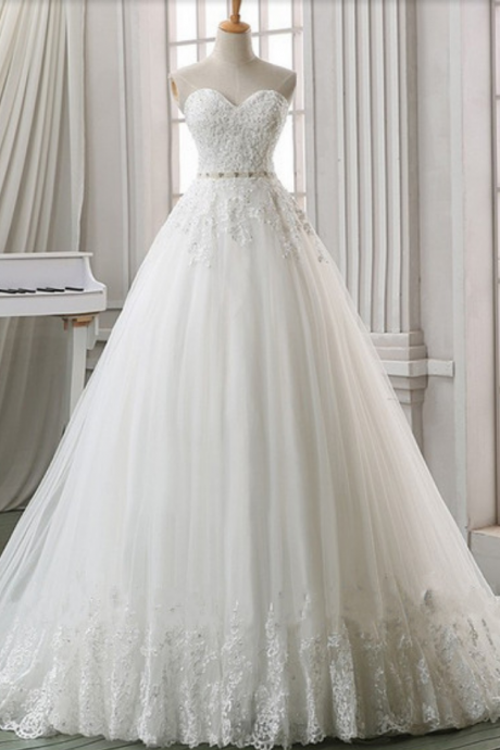 Charming Wedding Dress,romantic Wedding Dress,lace Bridal Dresses,a-line Wedding Dress, Sleeveless Wedding Dress,sweetheart Wedding Dress,bridal