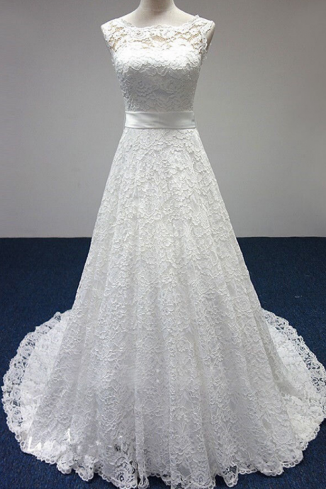 White/ivory Lace Train Bridal Gown Lace Wedding Dress Custom Size