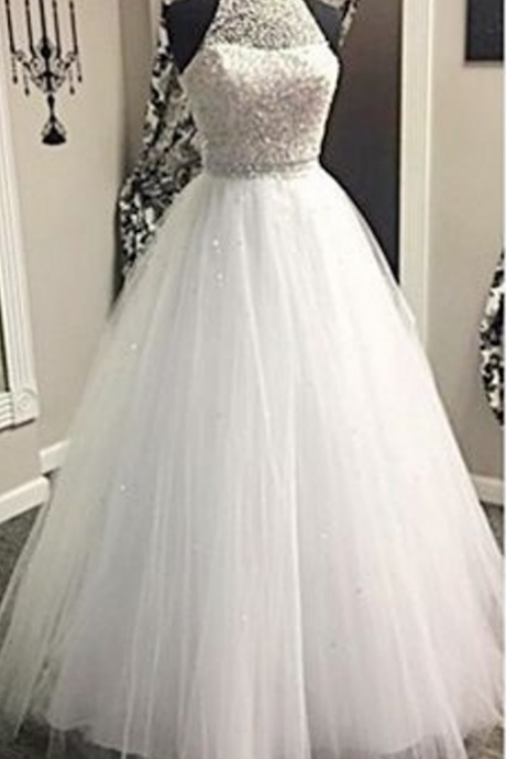 Wedding Dress, Charming Wedding Dress,ball Gown Bridal Dress,tulle Wedding Dress,halter Wedding Dress,wedding Guest Prom Gowns, Formal Occasion