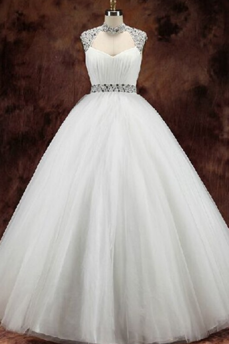 High Neck Wedding Dress, Tulle Wedding Gowns, White Wedding Dress, Custom Wedding Dress,custom Wedding Dresses