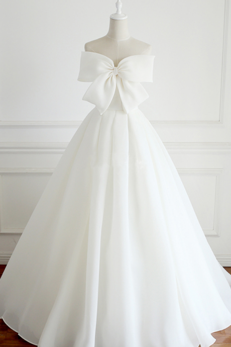 Long Wedding Dress, Chiffon Wedding Dress, Backless Wedding Dress,