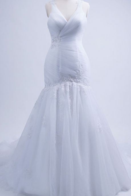  Wedding Dresses,Tulle White Wedding Dresses,Crystal and Beaded Bridal Dress,Wedding Gowns
