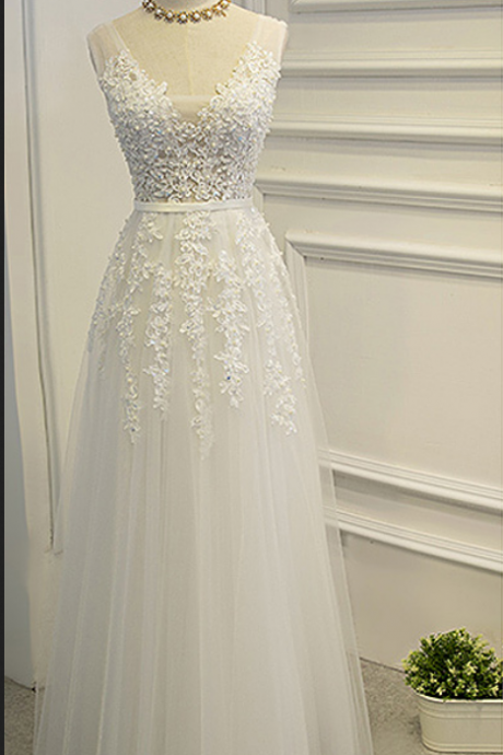Elegant Wedding Dress,Tulle Wedding Dress,Lace Appliques Wedding Gown,Bridal Dress