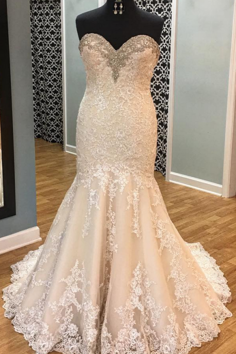 Lace Wedding Dress,mermaid Wedding Dresses,sweetheart Bridal Dress