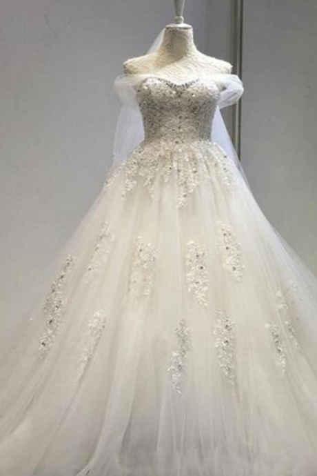  Long A-line beading Formal Custom beautiful Cheap Wedding Dresses