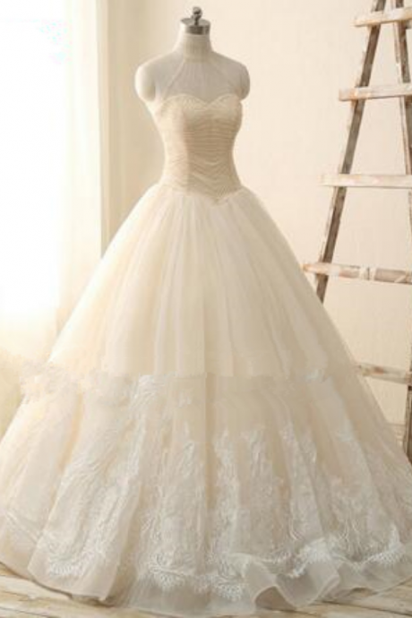 Robe Mariage Fille Halter Bridal Gowns Crystal Wedding Gown Ball Gown Champagne Wedding Dresses