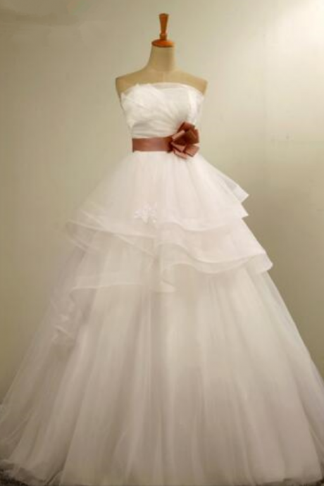 Spring Bridal Wedding Dresses Romantic Princess Gown Dress Women Lace Back Strapless Collar Organza Customer Made
