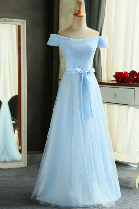 Light Blue Prom Dress,tulle Prom Dress,a-line Prom Dress,off Shoulder Prom Dress,long Prom Dress,prom Dresses For Teens,classy Prom