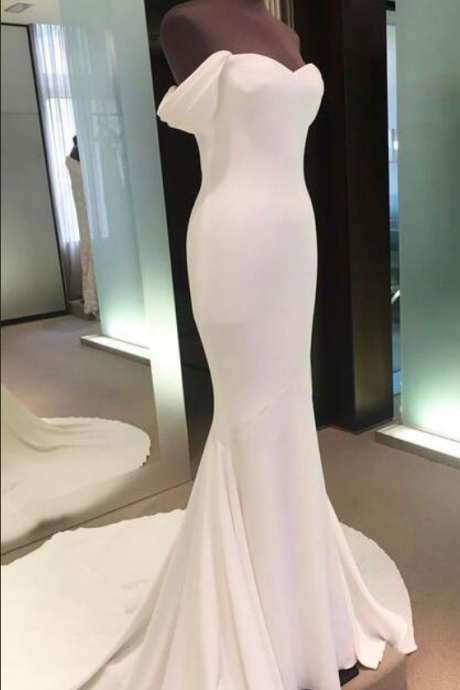 Ff Shoulder Prom Dresses,backless Prom Gown,white Prom Dresses, Prom Dress,mermaid Prom Dresses,long Prom Dress,spandex Evening Gowns