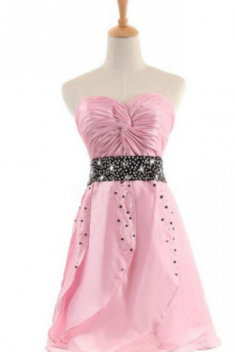 Pink Homecoming Dresses Sleeveless Aline Sweetheart Neckline Zippers Above Knee Crystal Beads Ruffle