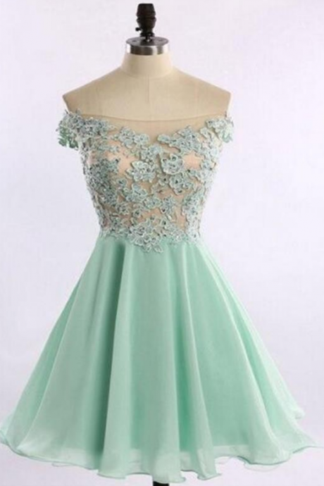 Mint Homecoming Dresses Zippers Sleeveless Embroidered Short Off The Shoulder A-line/column