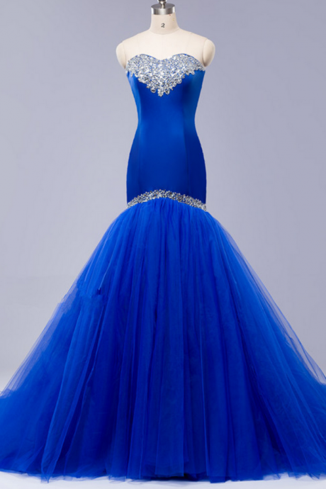 Real Photo Blue Elegant Bodice Lace Up Diamond Mermaid Wedding Dress Bridal Gowns Robe De Mariage Rouge