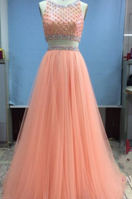  Prom Dress,Orange Prom Dress,2 Piece Prom Dress,Long Scoop Prom Dresses,Custom Made Prom Dresses,Sexy Prom Dress, Elegant Prom Dress, Long Prom Dresses,2016 Prom Dresses