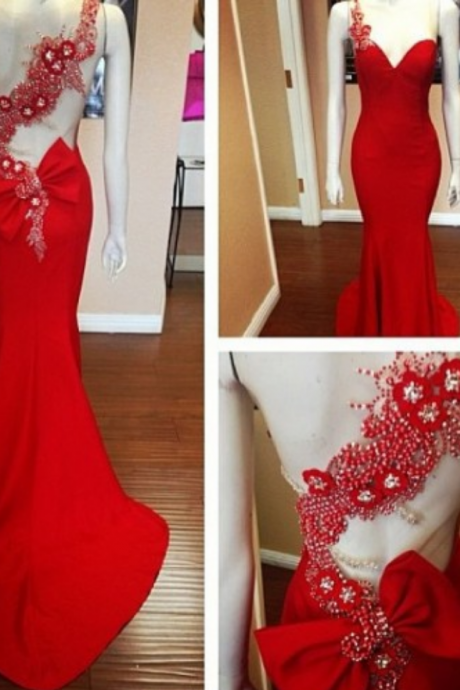 One Shoulder Bow Prom Dresses, Sweetheart Prom Dresses,Long Prom Dresses,Sheath Prom Dresses,Prom Dresses