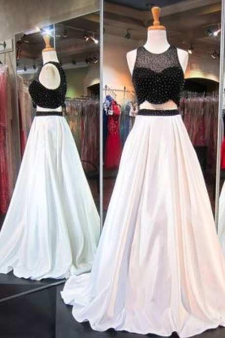 prom dresses,Sexy Prom Dress, prom dresses,Two Pieces Evening Prom Dresses,Sexy Black and White Party Prom Dress,Cheap Party Prom Dress