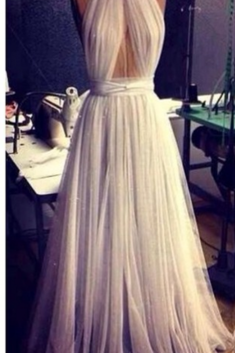  High Neck Prom Dress, Sexy Tulle Prom Dress, Backless Prom Dress, Dresses for Prom, Long Prom Dresses, Evening Dresses