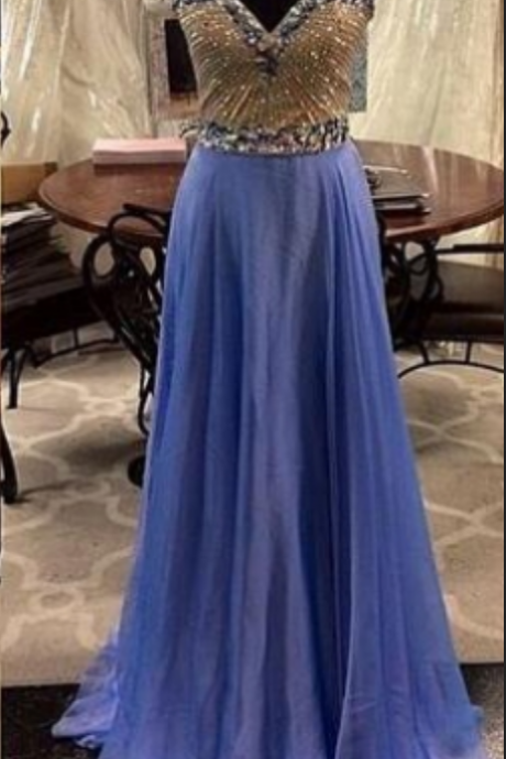  Blue A-Line Sweetheart Sleeveless Floor-Length Prom Dresses 
