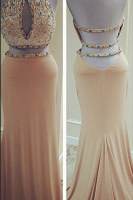 Two Piece Fitted Kiss Formal Mermaid Sexy Backless Prom Dresses Halter,prom Dresses