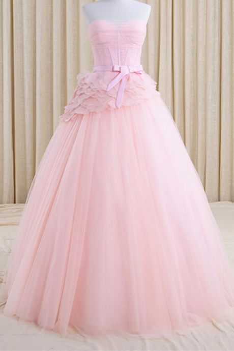 Sleeveless Pink Tulle Homecoming Dresses A Line Sashes Floor Length Sweetheart Neckline Zippers A Line