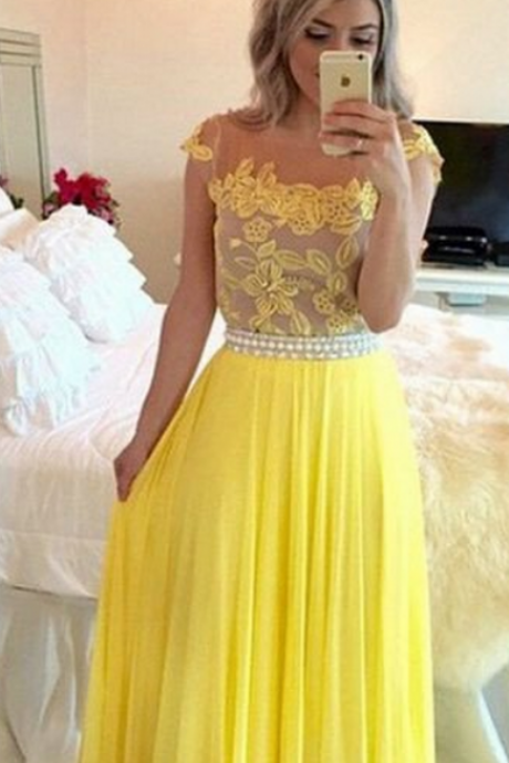 Yellow Prom Dress,lace Prom Dresses,long Prom Dress,evening Dress,charming Prom Dress