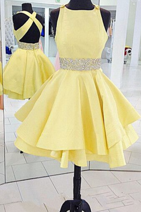  Open Back Homecoming Dress,Sexy Homecoming Dresses,Yellow Homecoming Gowns,Cheap Party Dresses,Sexy Open Back Graduation Dresses,Yellow Formal Dresses