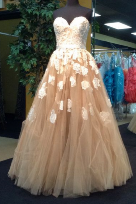 Prom Dresses,evening Dress,champagne Prom Dresses,ball Gown Prom Gowns,lace Prom Dresses,tulle Prom Dresses,tulle Prom Gown,prom Dress,evening