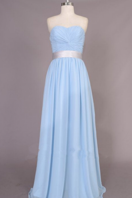  Pretty Simple Light Blue Sweetheart Prom Dresses, Simple Bridesmaid Dresses, Blue Bridesmaid Dresses, Evening Gowns