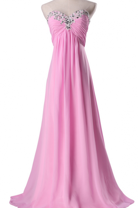  Pink Bridesmaid Dresses Cheap Beading Sweethear Robe Longue Formal Wedding Guest Dress Party Gowns For Prom