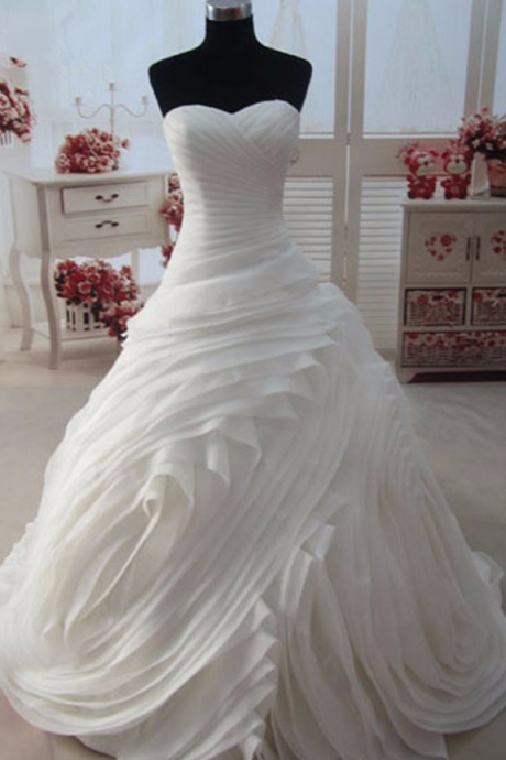 Real Photos Princess Wedding Dress Tube Cascading Ruffle Bride Robe De Mariage Vestidos De Noivas Vintage