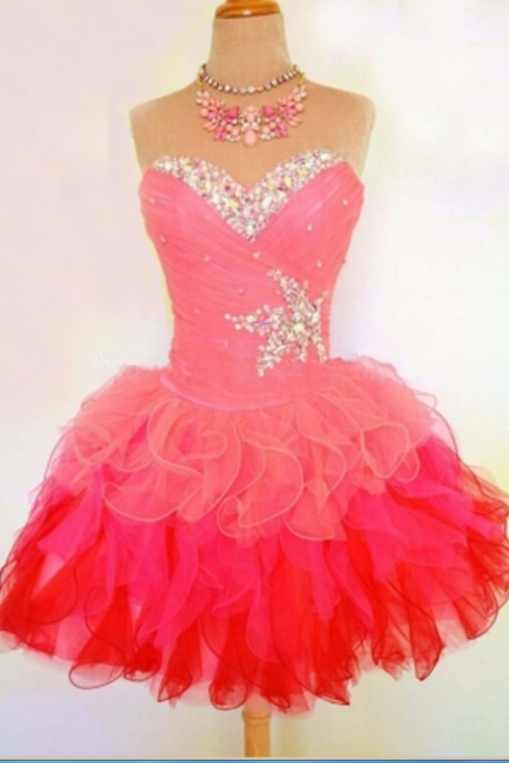 Sleeveless Pink Homecoming Dresses A lines Lace Above-Knee Sweetheart Neckline Lace-Up A lines