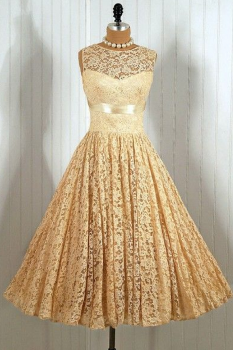  Cheap homecoming dresses ,Vintage Prom Dress, Yellow Prom Dress, Mini Short Homecoming Dress, Lace Homecoming Gown