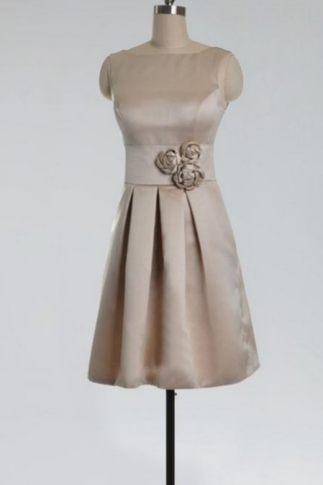 Short Zipper Homecoming Dress,Bateau Handmade Flowers Homecoming Dress,Short/Mini Sleeveless Homecoming Dress Dresses